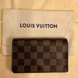 Authentic Louis Vuitton Damier Ebene Porte Monnaie Billets Tresor Wallet